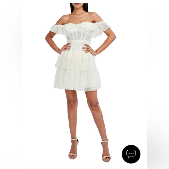 BCBGMAXAZRIA off the shoulder corset tulle minidress - Picture 2 of 3
